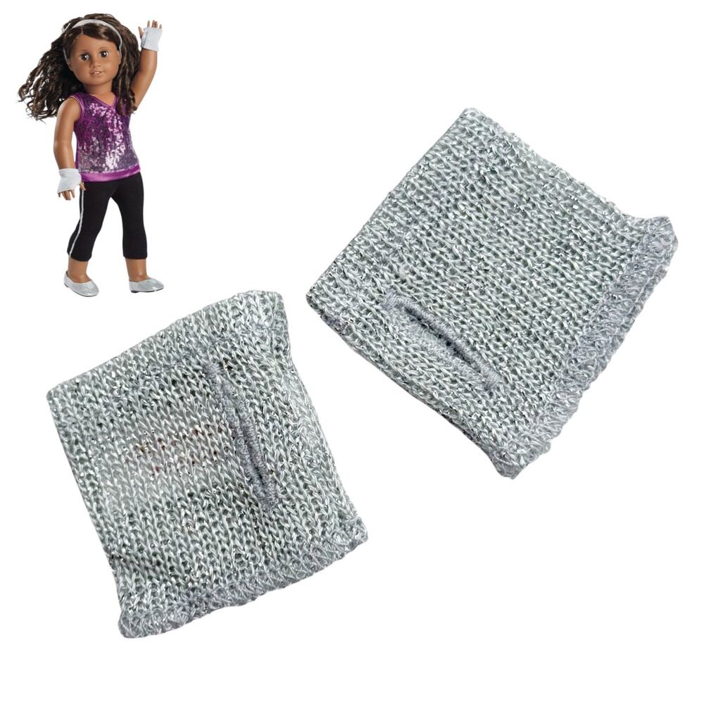 American Girl Gabriela Fingerless Gloves Sparkling Sequins Shimmering Silver Set
